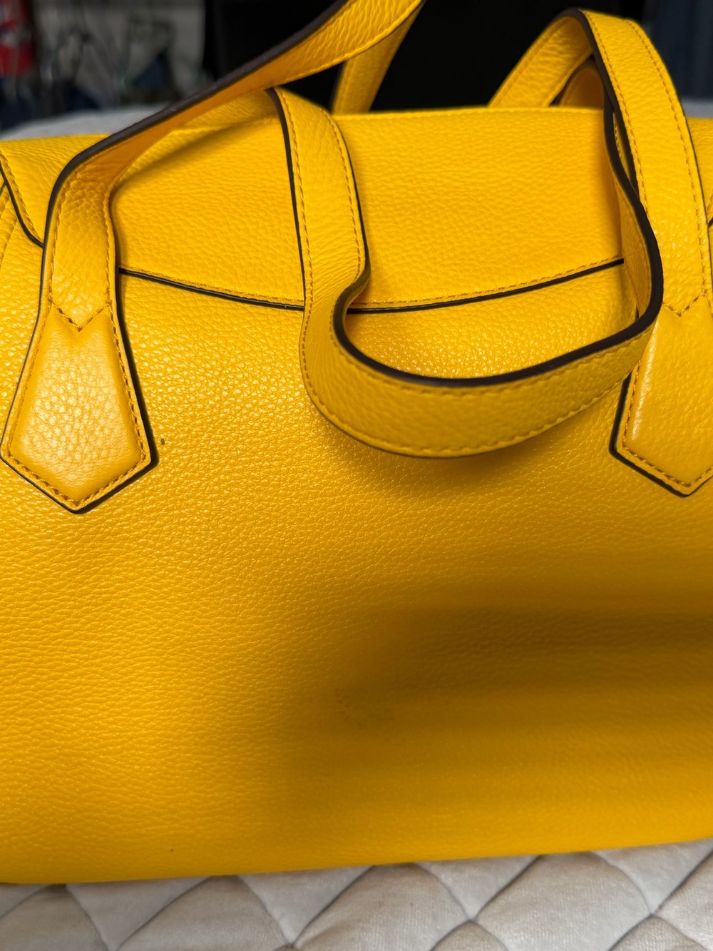 Tory Burch Yellow Pebbled Leather Satchel